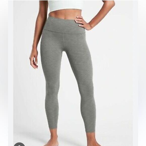 Athleta heather gray salutation slash pocket II 7/8 tight leggings medium M B107 - Picture 1 of 5